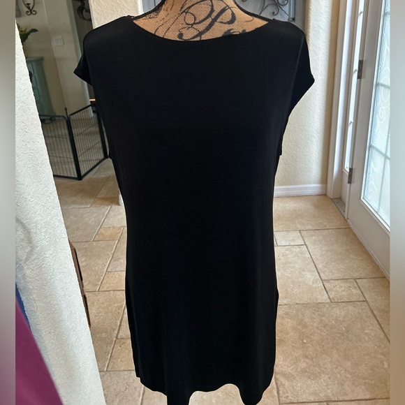 Chico's Travelers Classic Black Side Split Tank Top Knitted Tunic Size 2 Large - Picture 2 of 15
